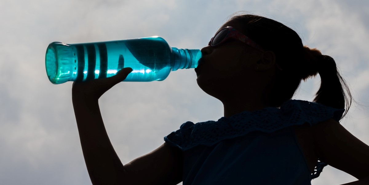 A child drinking water