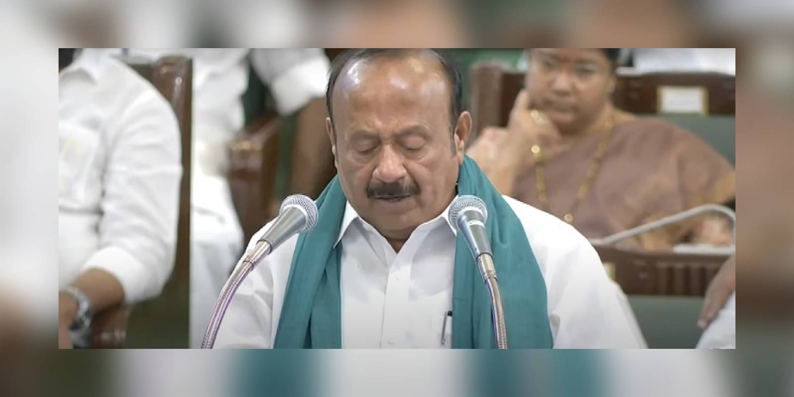 Agriculture Minister MRK Panneerselvam apresenting the agriculture budget
