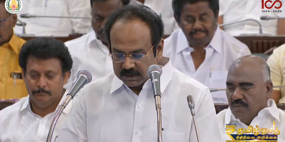TN Finance Minister Thangam Thennarasu presenting the state Budget 2024-25. (Screengrab)