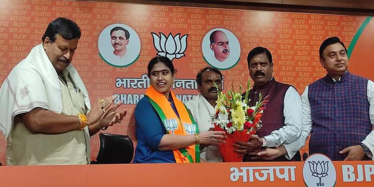 MLA Vijayadharani joined the BJP on 24 February. (Supplied)