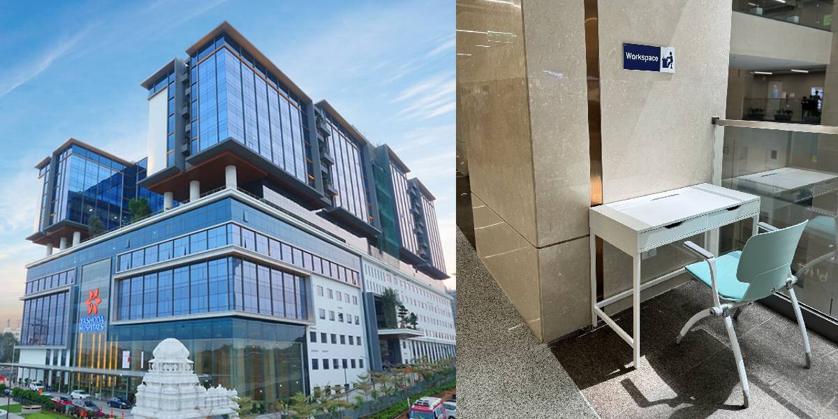 The hospital-work blend initiative includes designated workspaces equipped with essential amenities such as desks, chairs, power outlets, and high-speed internet access, Yashoda Hospital said. (X)