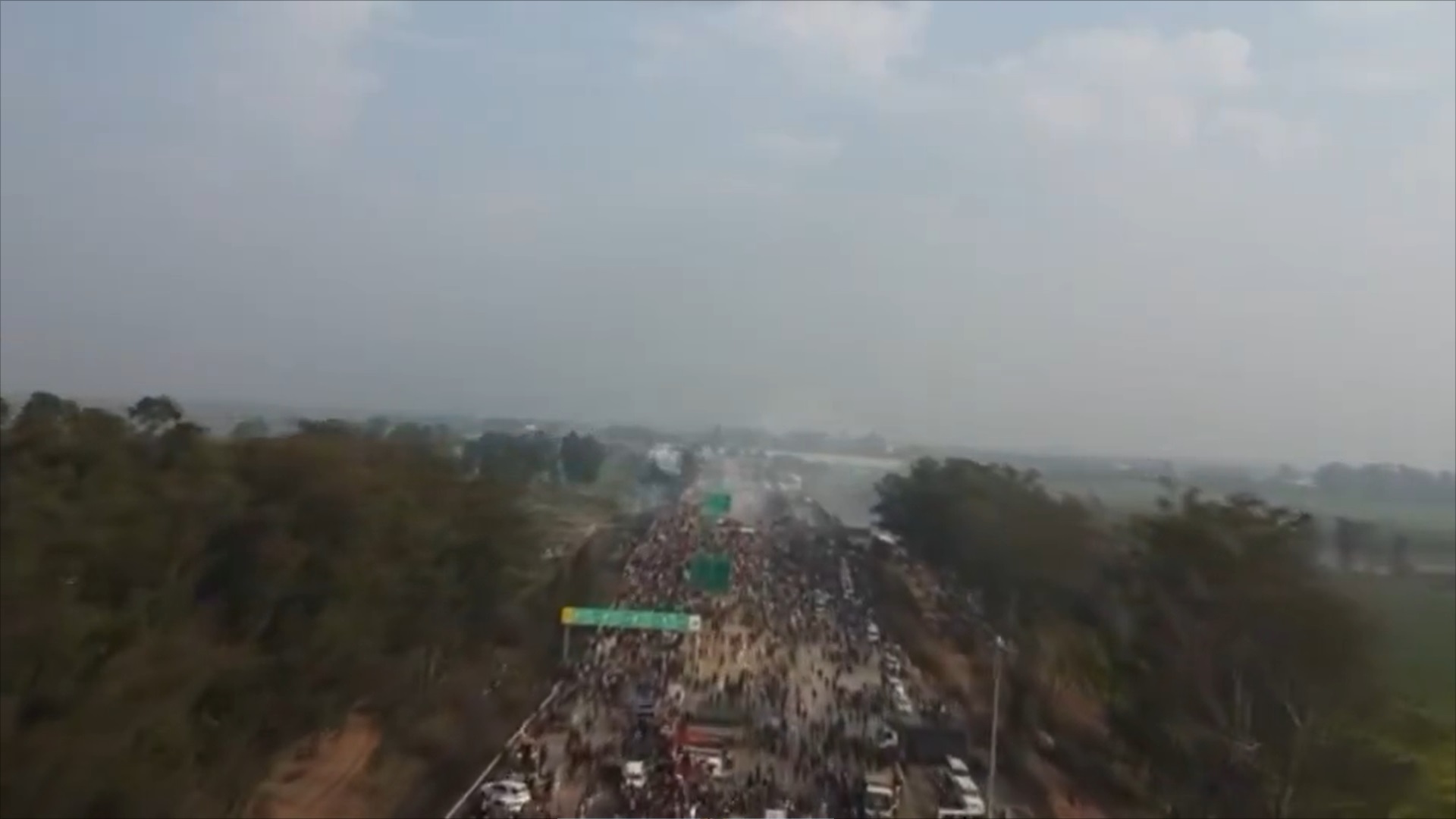 Protesting farmers have been staying put at Shambhu (pictured) and Khanauri points on Punjab's border with Haryana. (Screengrab)
