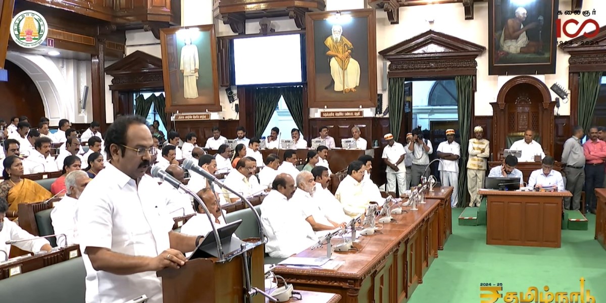 Tamil Nadu Finance Minister Thangam Thennarasu presenting the budget