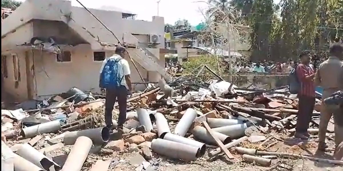 The blast site in Tripunithura. (Screengrab)