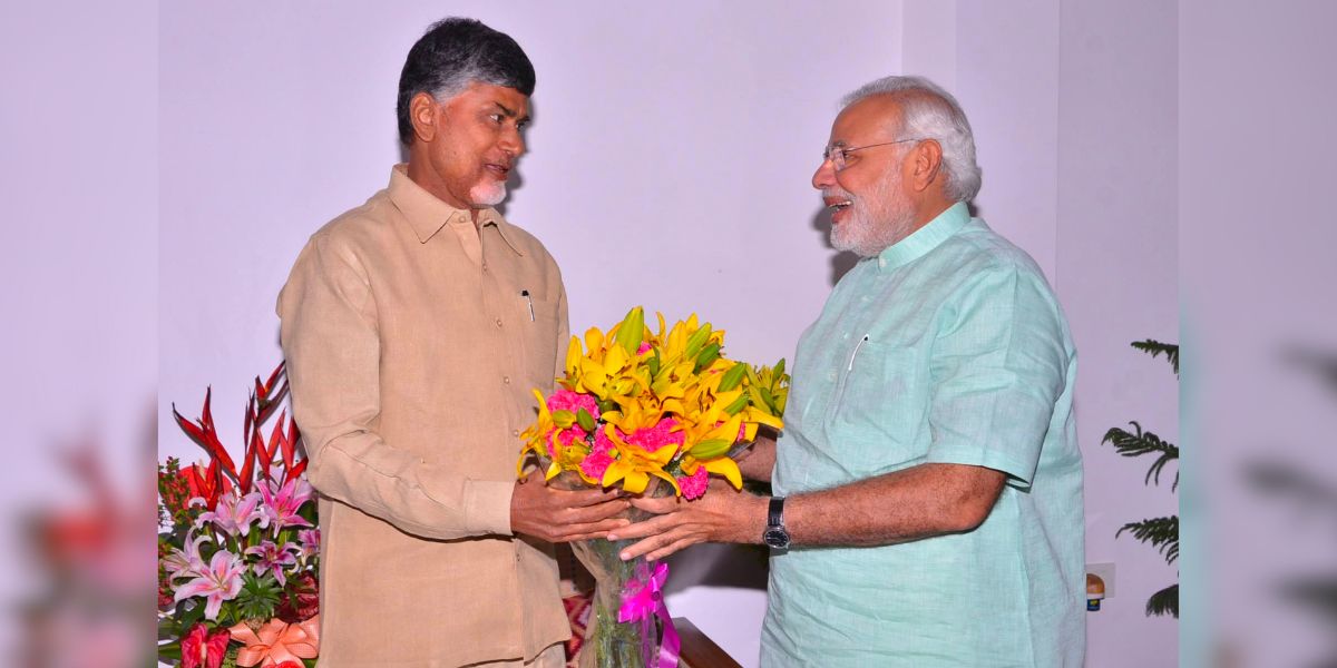 Telugu Desam's Chandrababu Naidu with PM Narendra Modi. (Supplied)