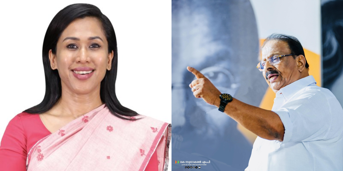 Shama Mohamed (left), K Sudhakaran (right). (Twitter/Facebook)