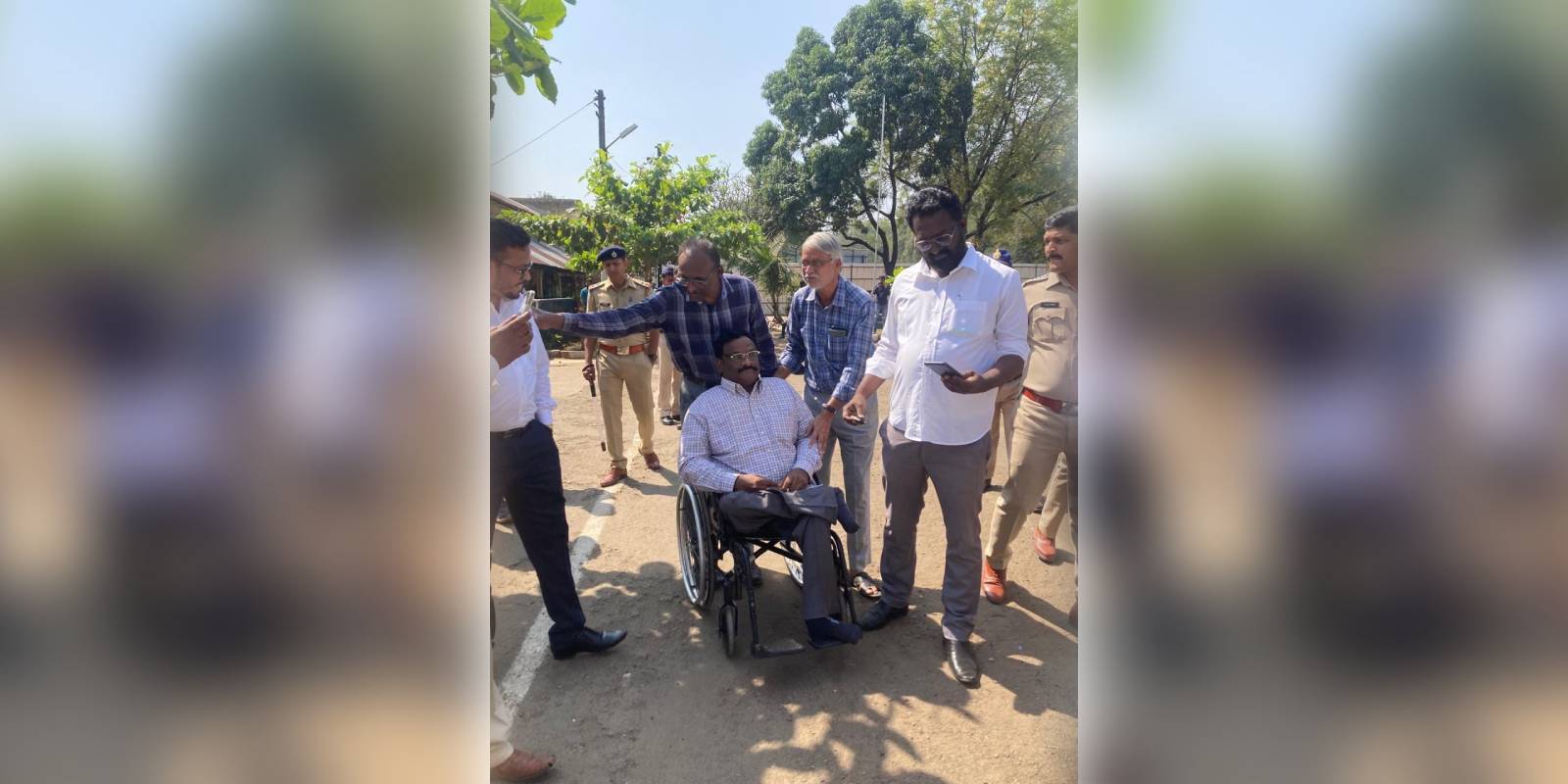 GN Saibaba outside the prison