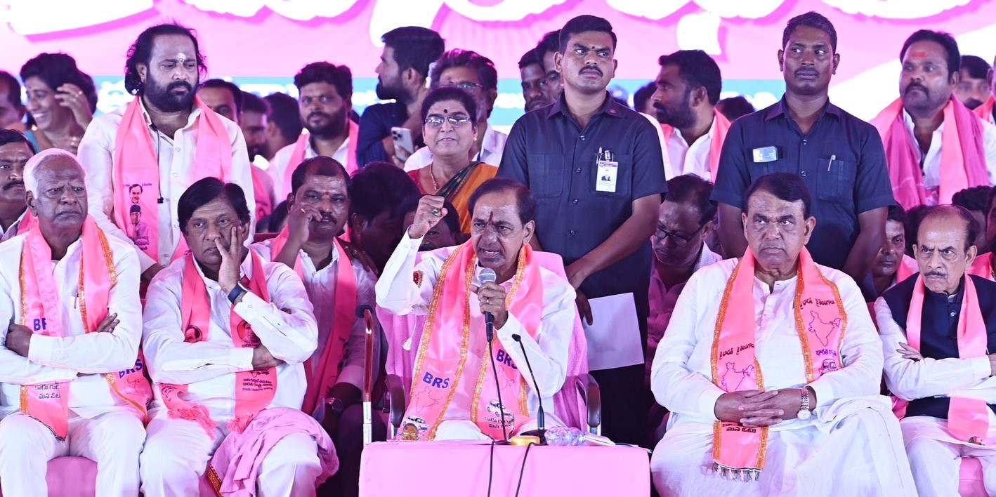 BRS chief K Chandrashekar Rao addresses a rally at Karimnagar on Tuesday, 12 March, 2024.