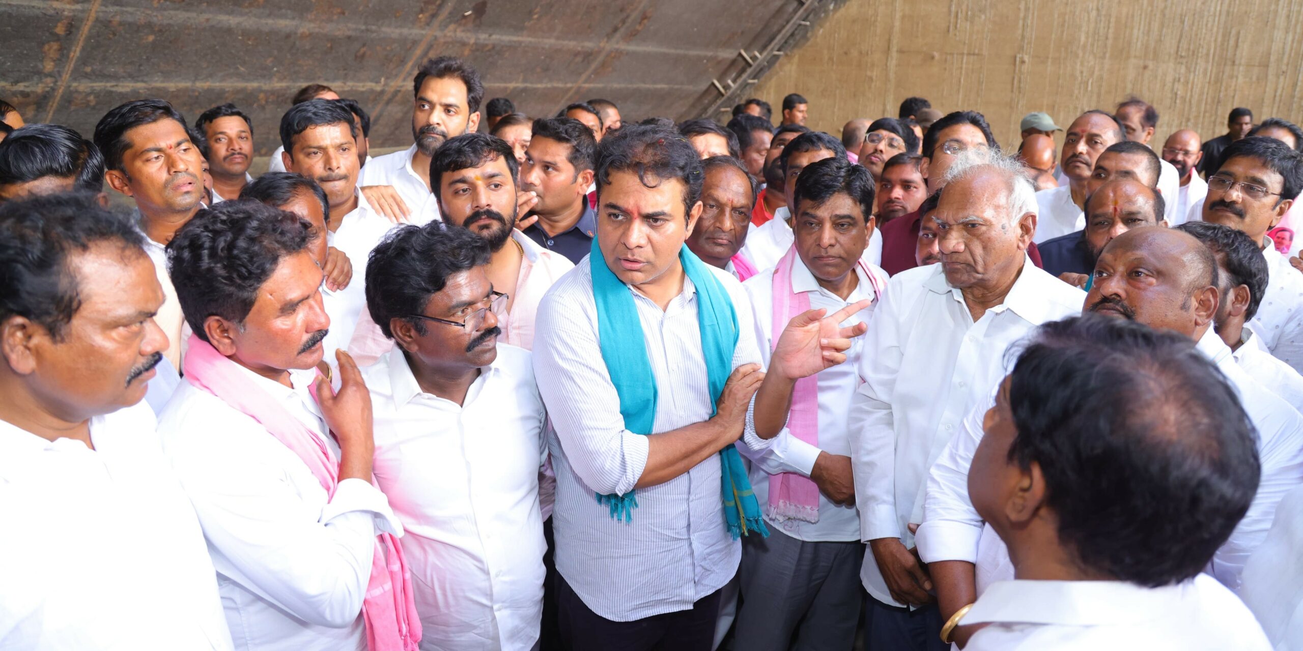 BRS working president KT Rama Rao during the party leaders' visit to Medigadda on Friday, 1 March, 2024.