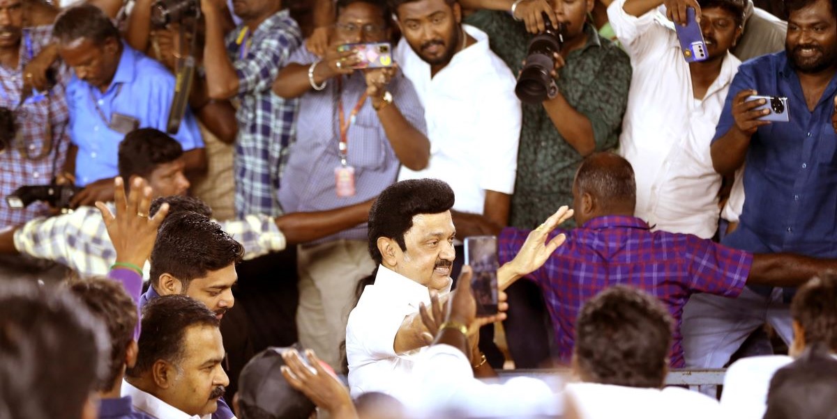 MK Stalin at an election rally