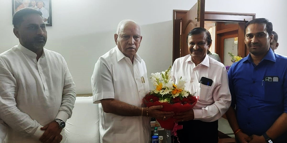 Dr CN Manjunath with BS Yediyurappa on Wednesday, 13 March, 2024.