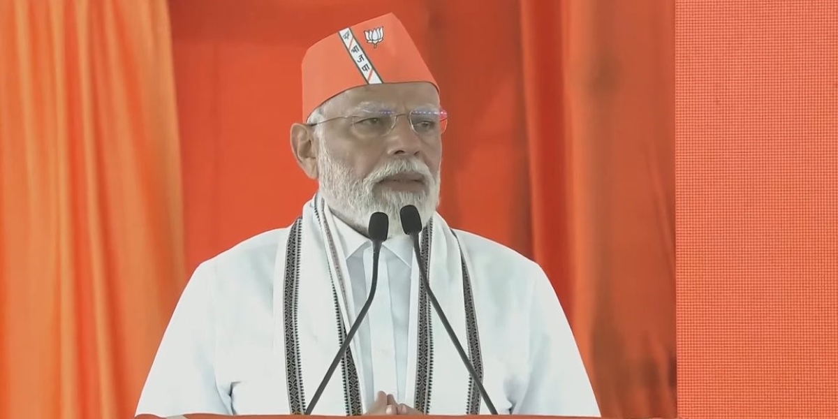 Prime Minister Narendra Modi at a BJP rally in Adilabad on Monday, 4 March, 2024.