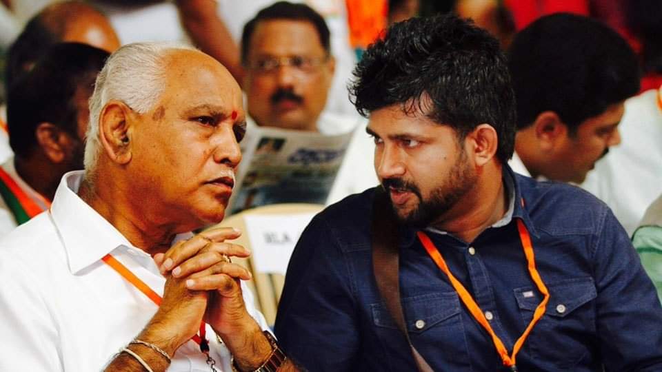 Pratap Simha with BS Yediyurappa. (File pic/supplied)