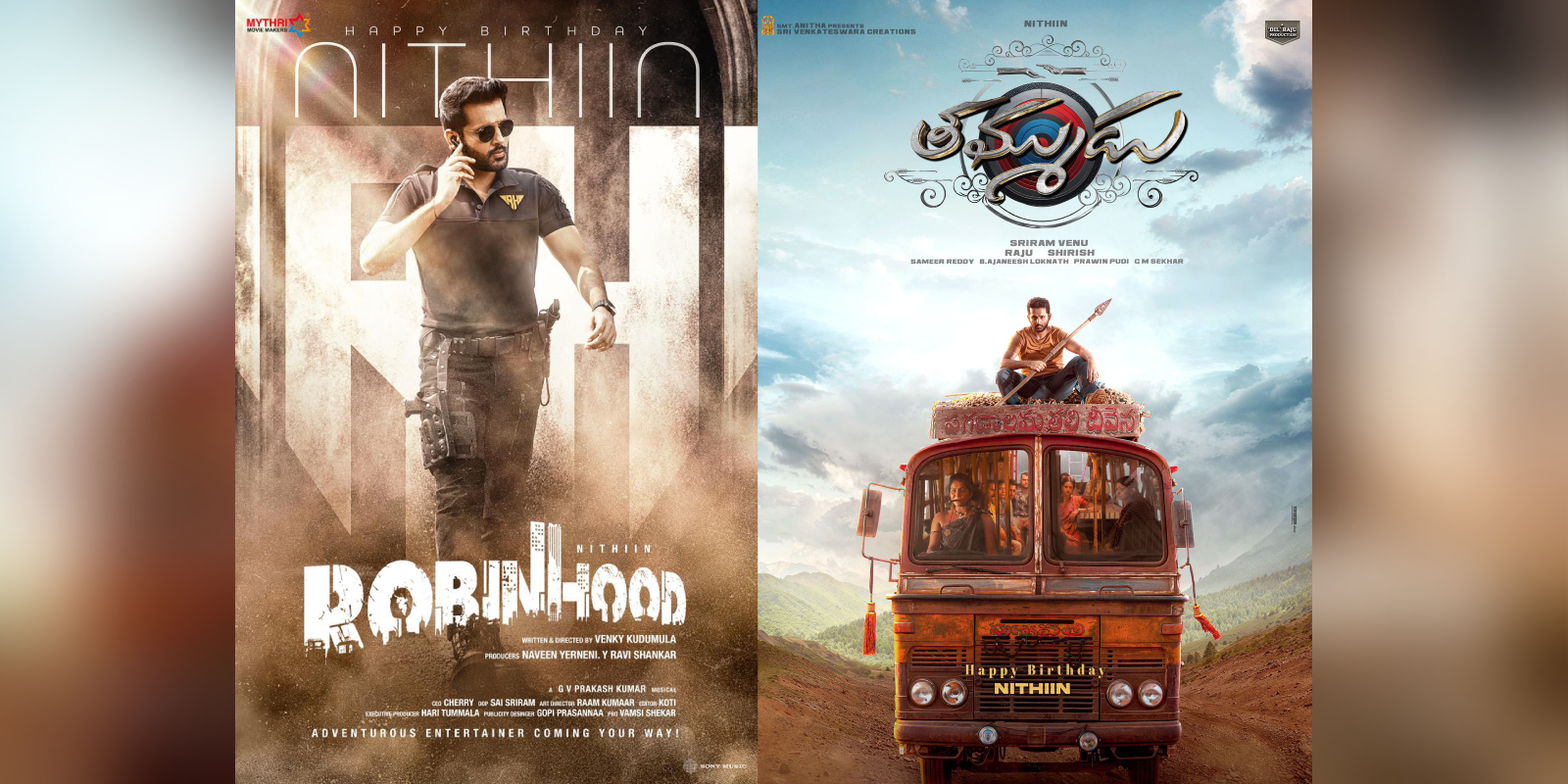 Nithiin's birthday: First-look posters of Thammudu and Robinhood out