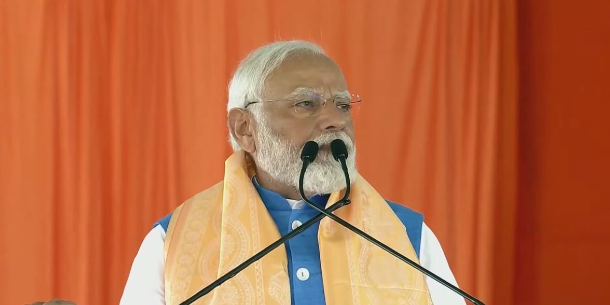 Prime Minister Modi addrerssing a rally in Telangana