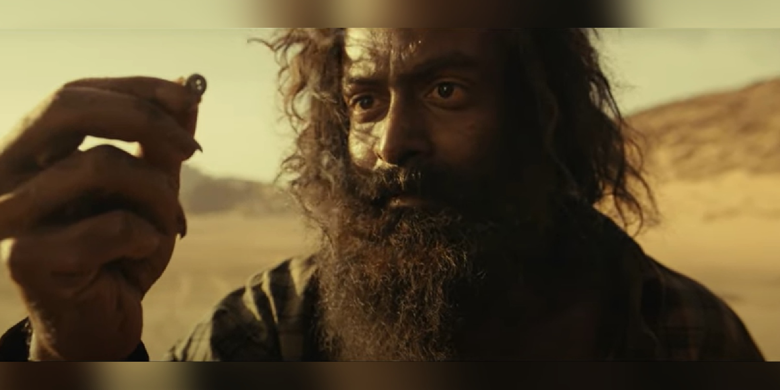 Prithviraj Sukumaran in a still from Aadujeevitham trailer