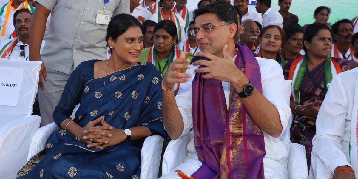 APCC president YS Sharmila with senior Congress leader Sachin Pilot in Tirupati on Friday. (X)