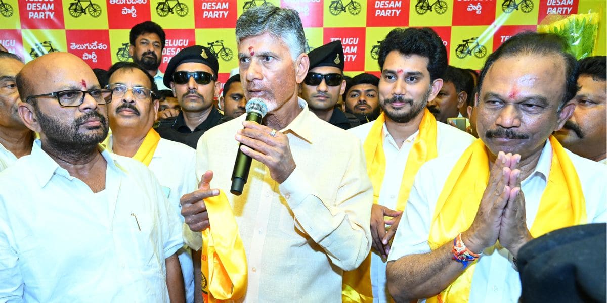 TDP chief Naidu, MP Magunta and his son Raghava. (Supplied)