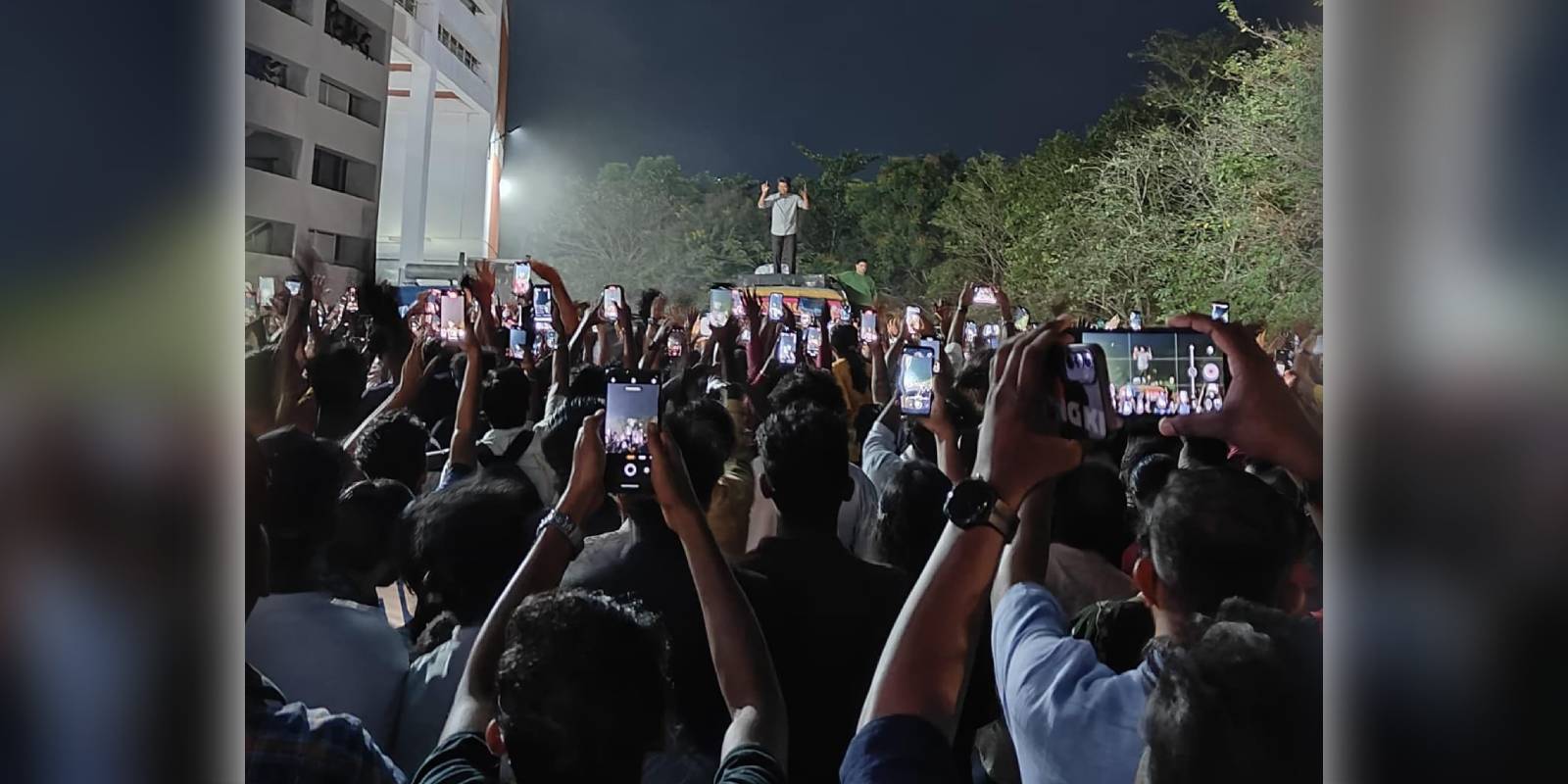 Vijay greets his fans in Kerala from GOAT shooting location