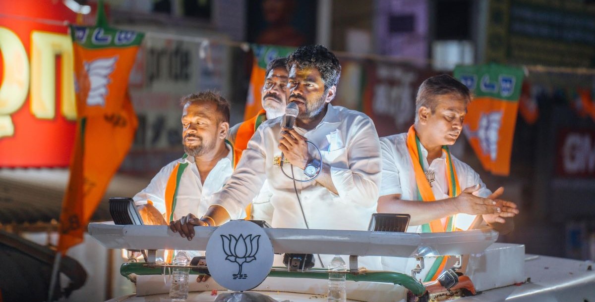Annamalai during an election rally