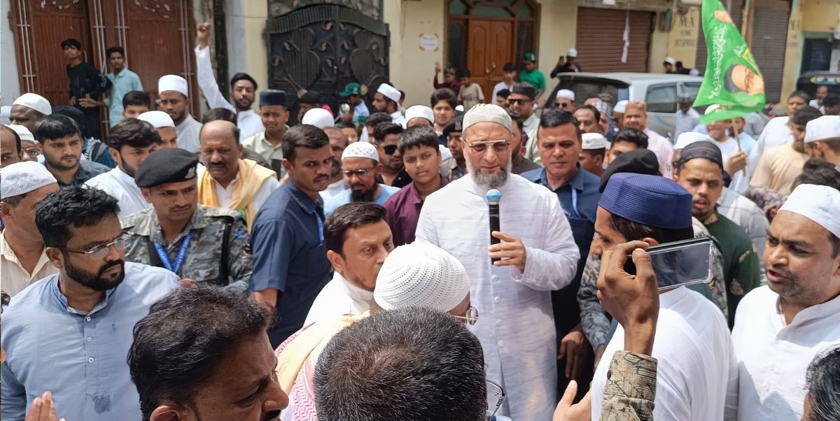 Asaduddin Owaisi during poll campaign