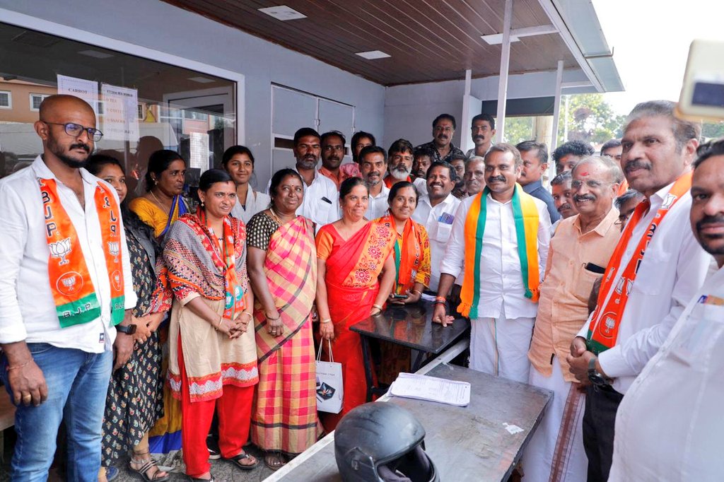 BJP supporters in Tamil Nadu on polling day (X).