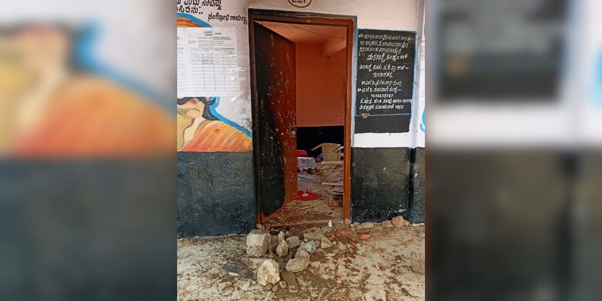 The damage to the polling booth.