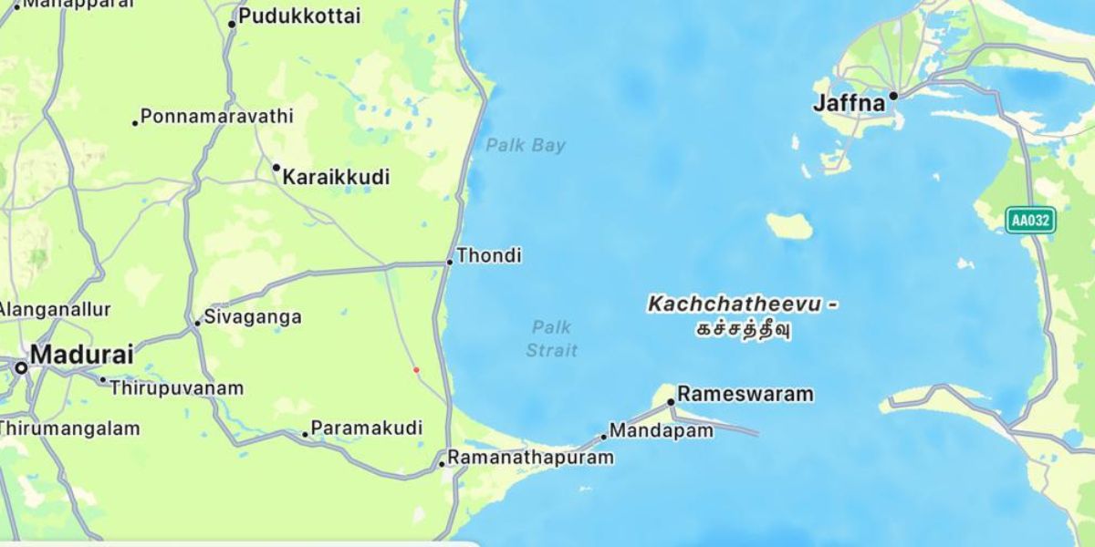 Katchatheevu island. (Apple Maps)