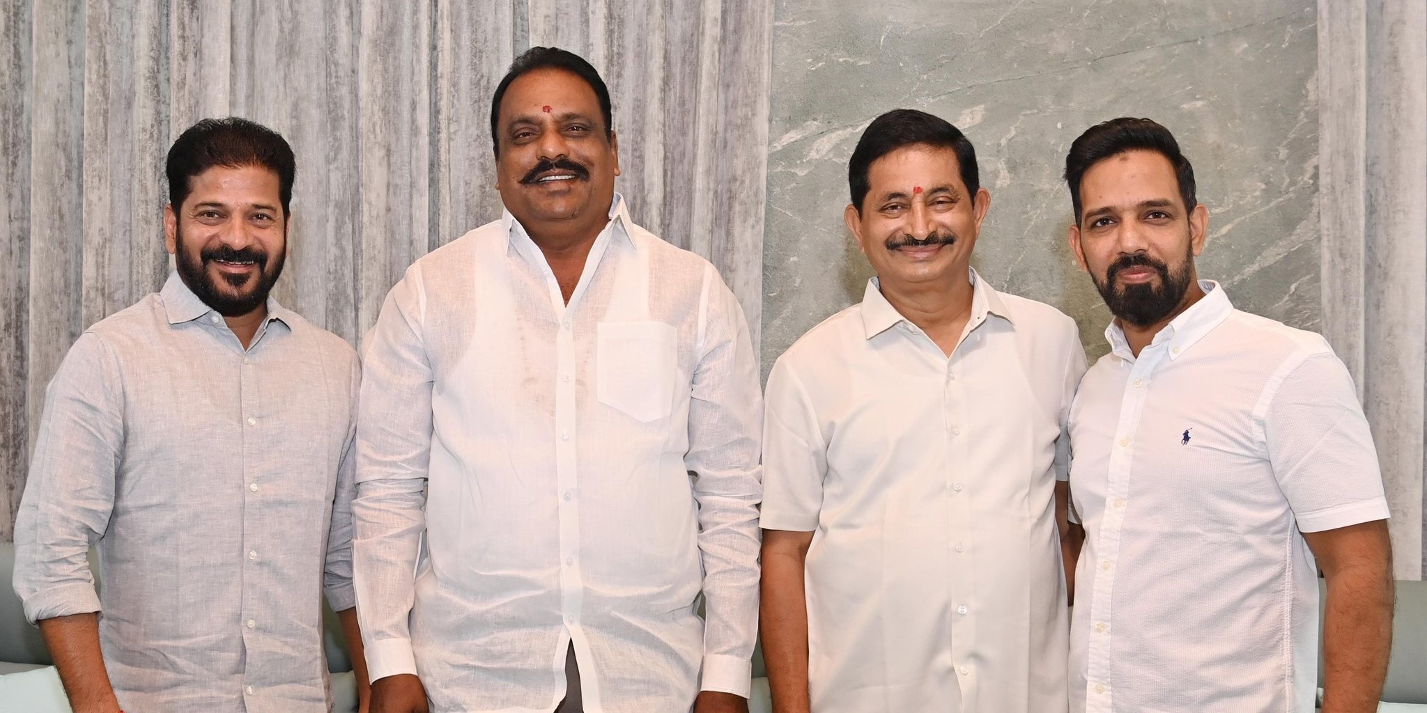 Prakash Goud with CM Revanth Reddy. (X)