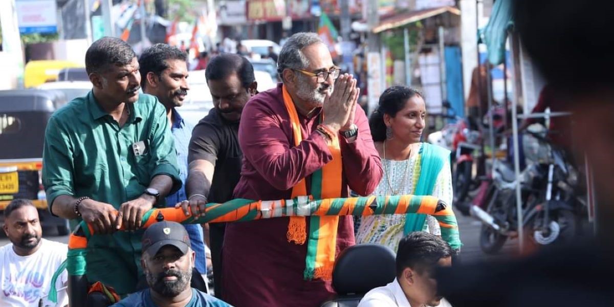 Rajeev Chandrasekhar during poll campaign