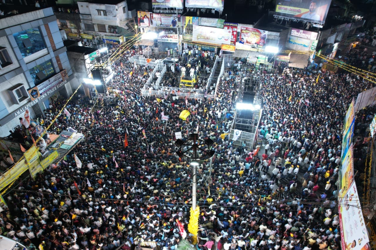 The NDA leaders felt that the workers should be made aware of the need to ensure the victory of the alliance candidates by going beyond their individual preferences and whims. In picture, a TDP rally in Amalapuram. (X)