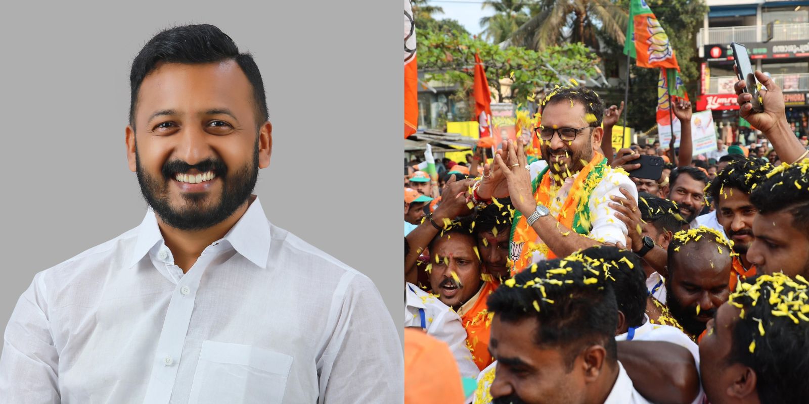 Youth Congress state president Rahul Mamkootathil and Kerala BJP president K Surendran