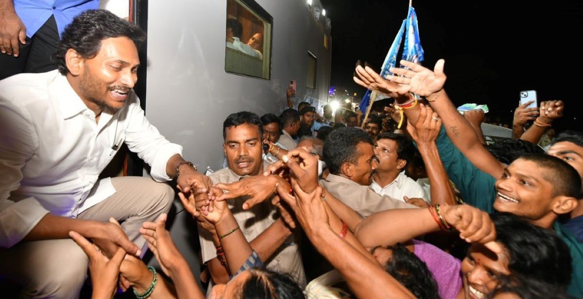 YS Jagan during his bus Yatra