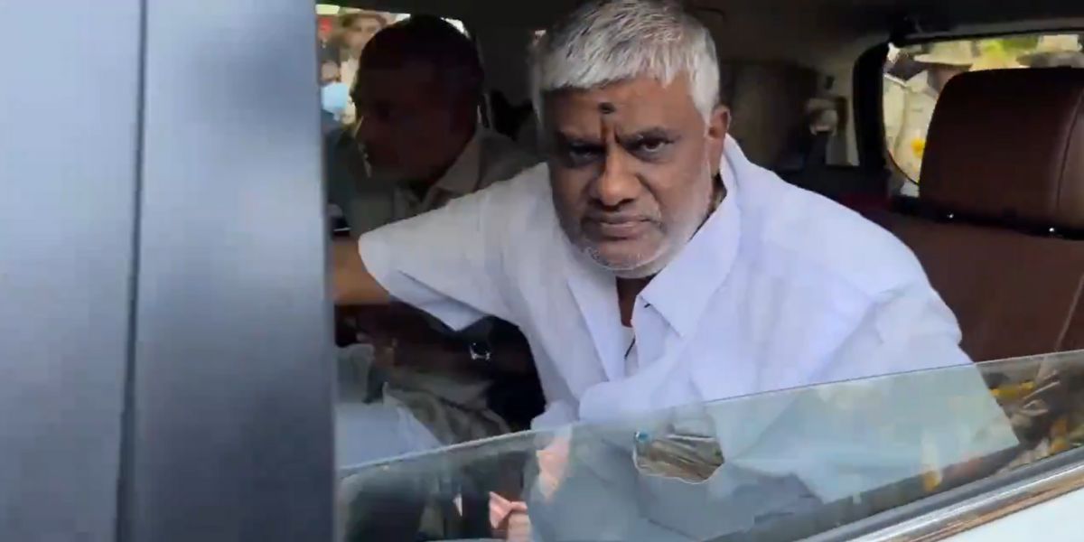 HD Revanna after being released from jail.