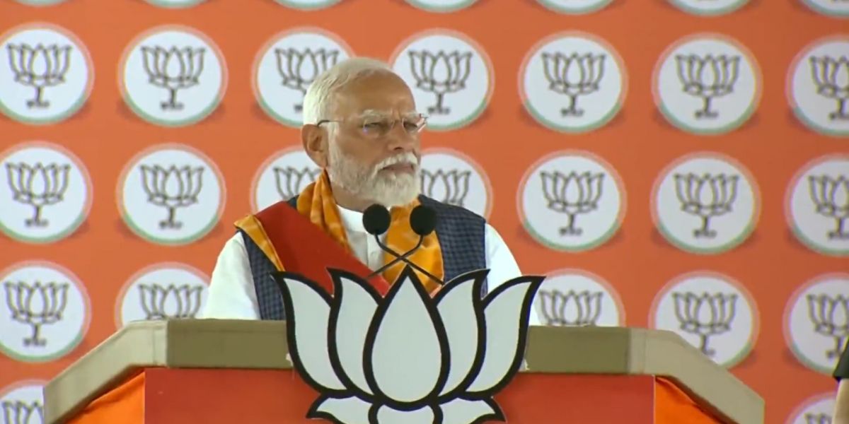 Modi speaking in Hyderabad.