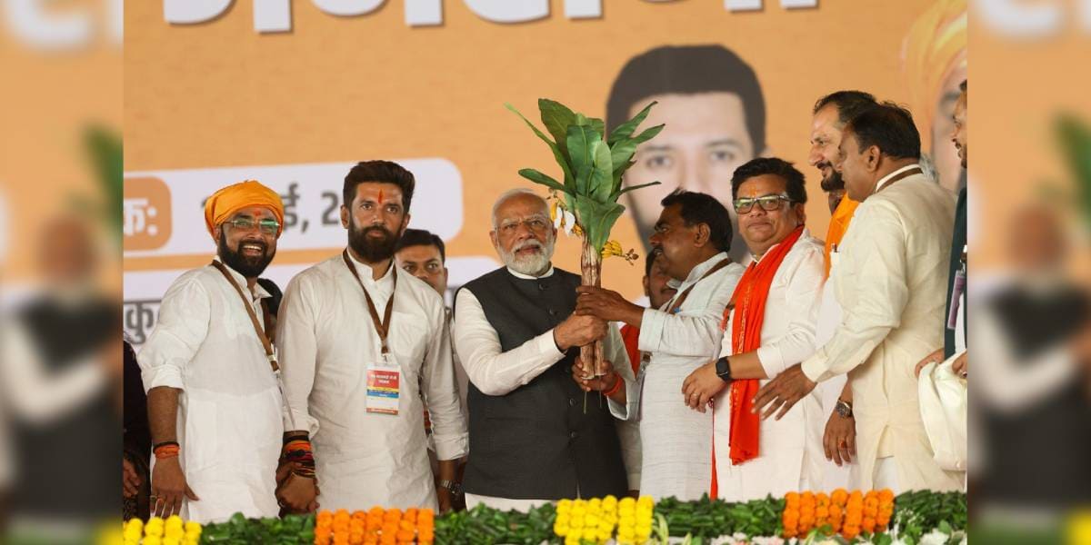 Prime Minister Narendra Modi at an election rally in Bihar's Hajipur. (Narendra Modi/X)