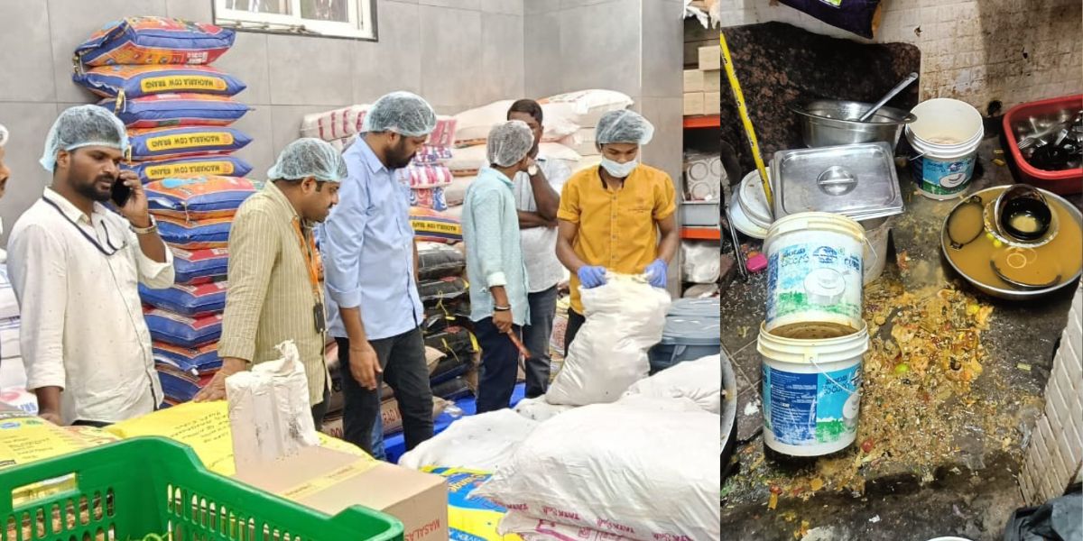 Officials inspecting the eateries in Hyderabad. (X)