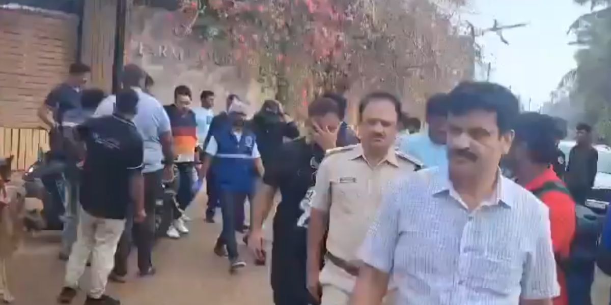 Police with the people who were involved in the rave party in Bengaluru. (Screengrab)