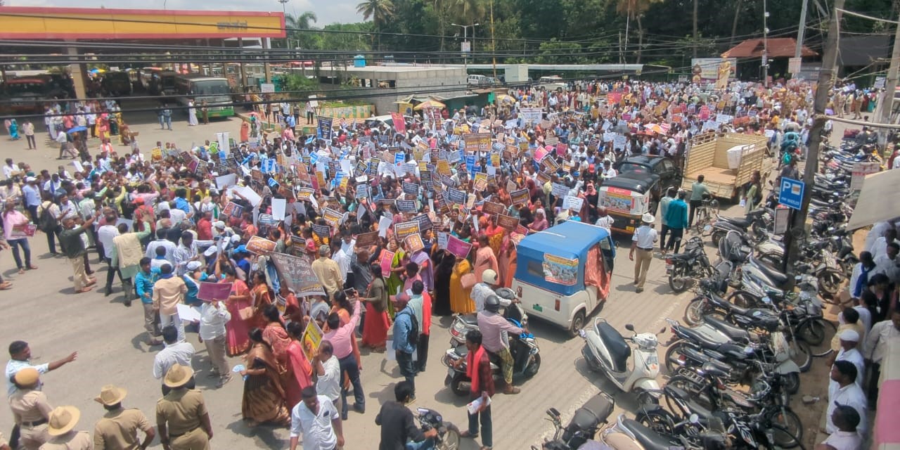 Protest march in Hassan against Prajwal Revanna. (Supplied)