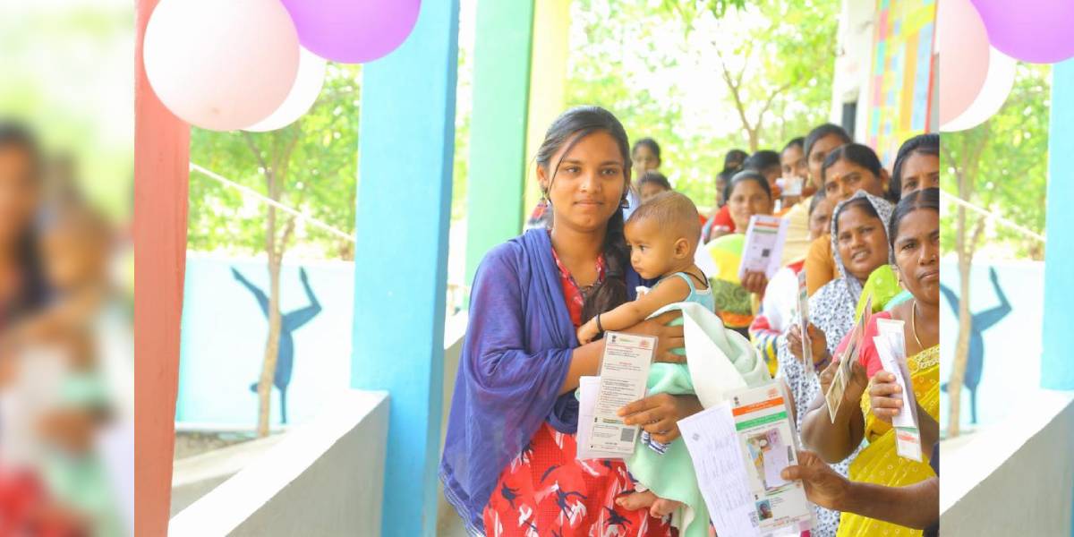 Voters wait outside a polling booth in Telangana's Rajanna Sircilla district. (CEOTelangana/X)