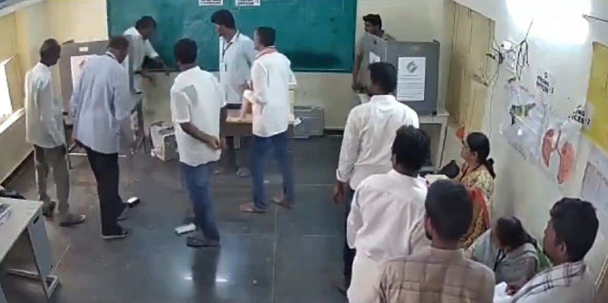 YSRCP MLA vandalising the EVM