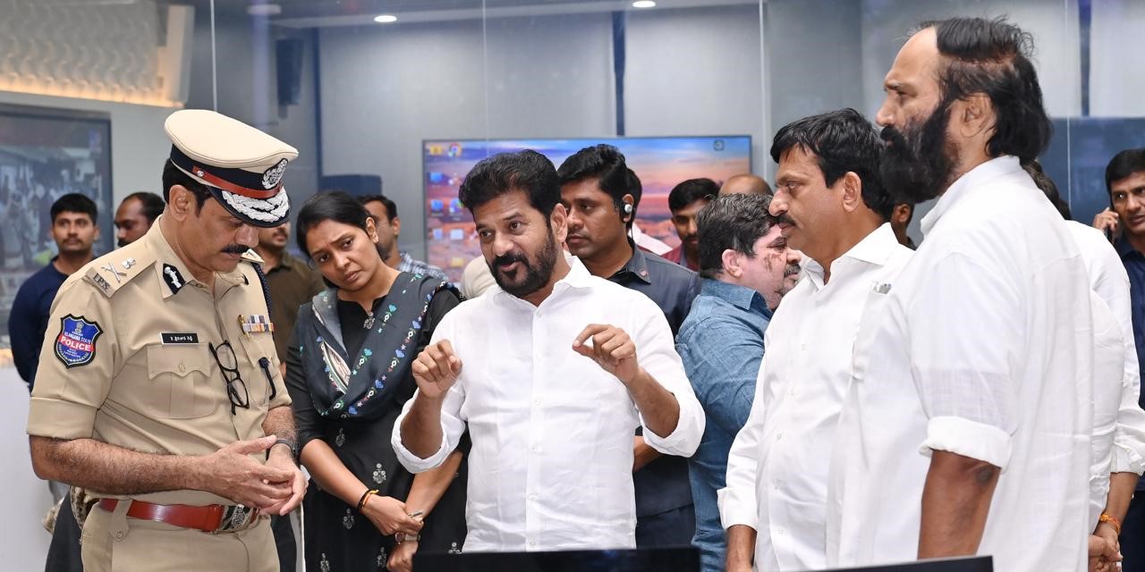 CM Revanth Reddy at Command Control Centre in Hyderabad. (X)