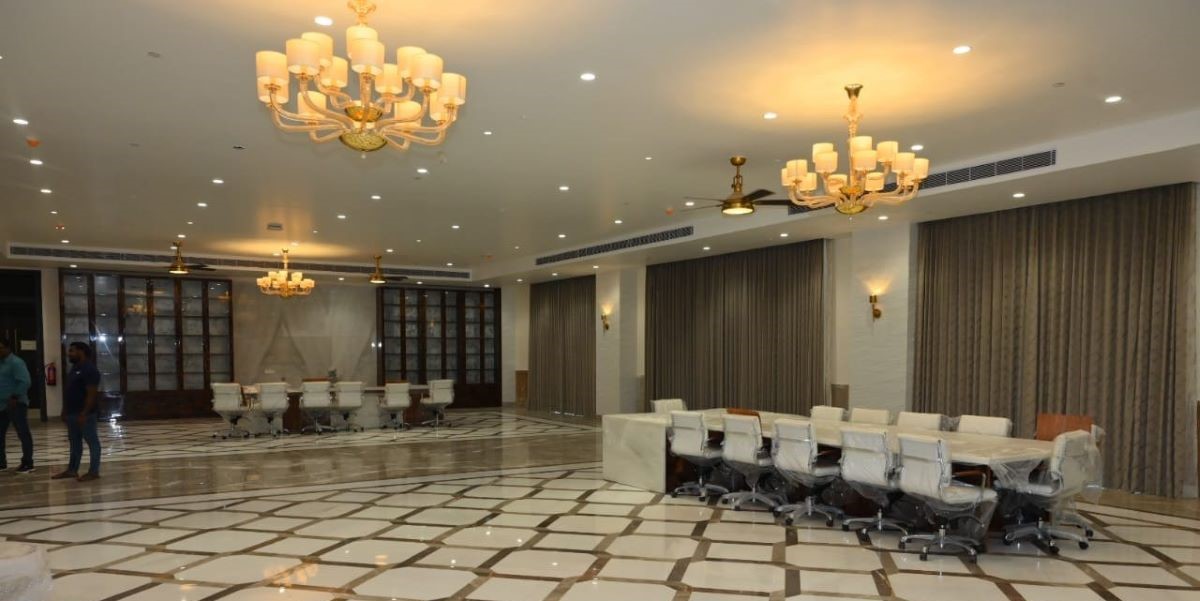 Chandeliers at the hilltop mansion