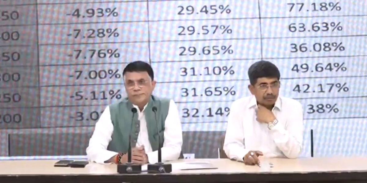 Congress leader Pawan Khera addressing a press conference.