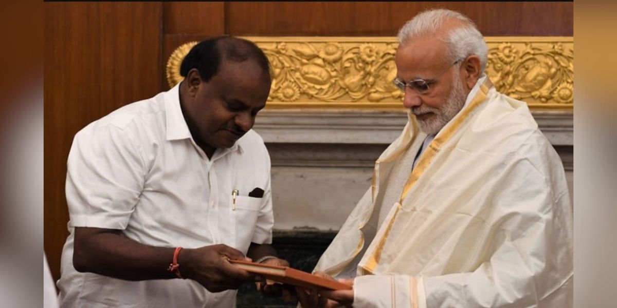 File photo of JD(S) president HD Kumaraswamy with Narendra Modi.