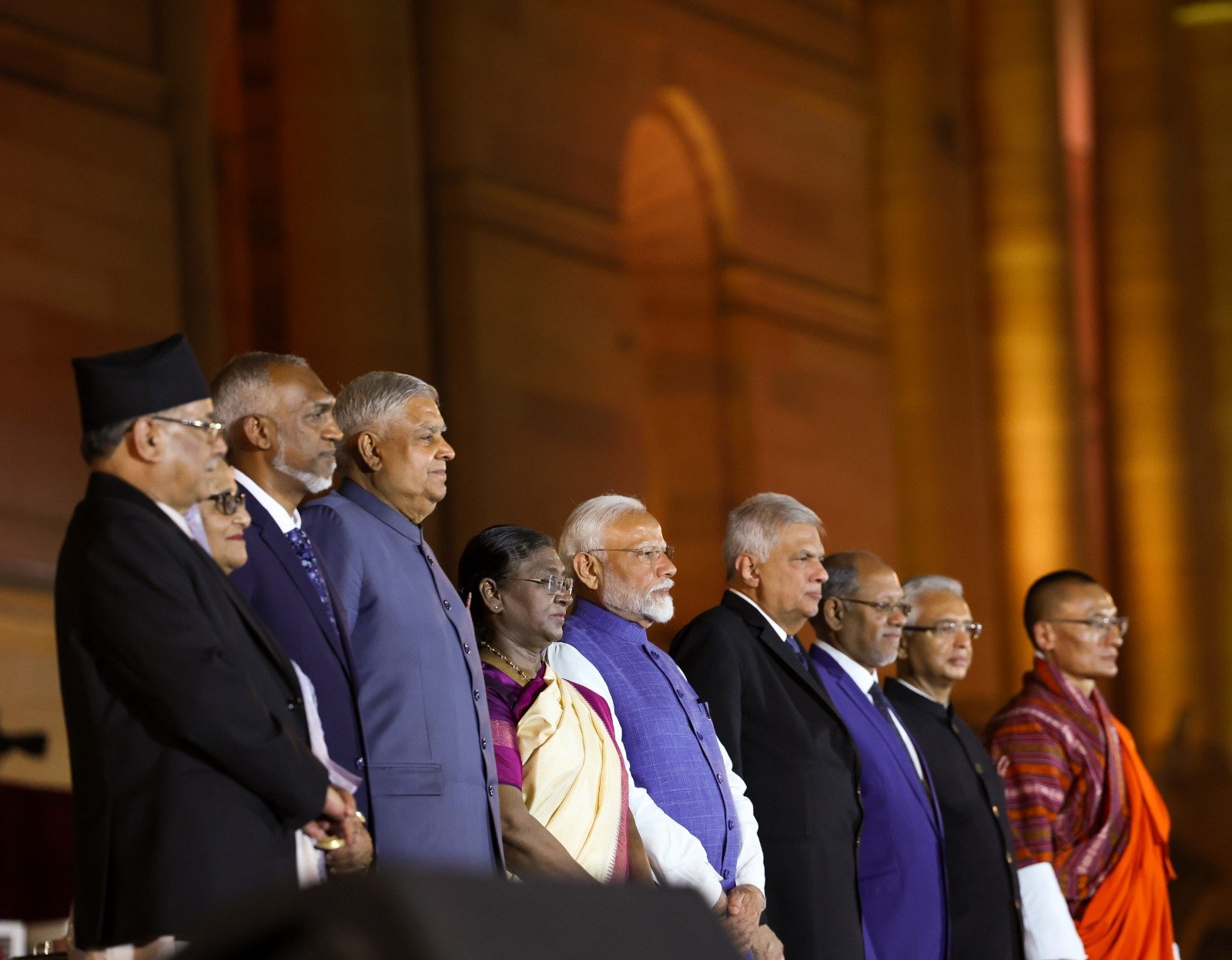 Prime Minister Narendra Modi with foreign dignitaries in New Delhi on Sunday, 9 June. (Narendra Modi/X)