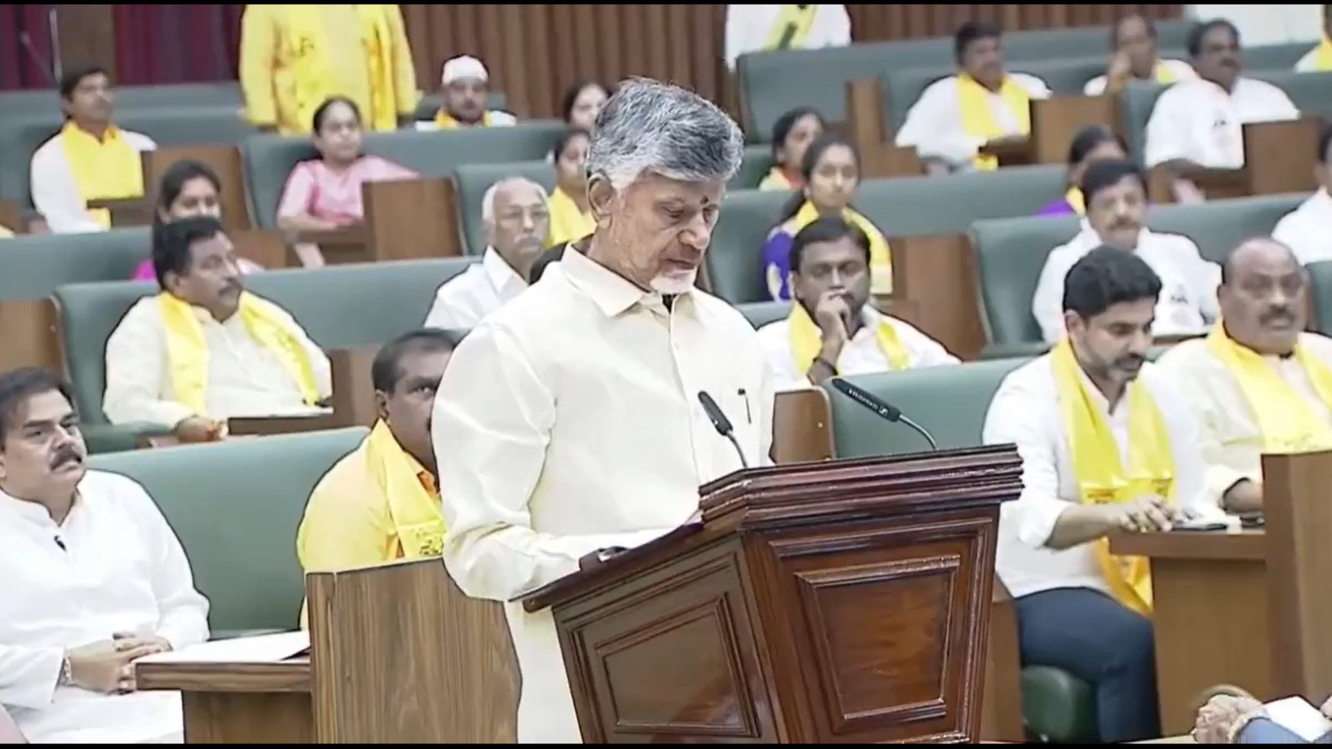 N Chanadrababu Naidu taking oath as an MLA in the Andhra Pradesh Assembly on Friday, 21 June. (Screengrab)