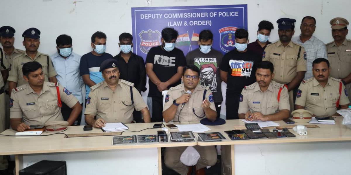 Madhapur DCP Vineeth addressing press meet