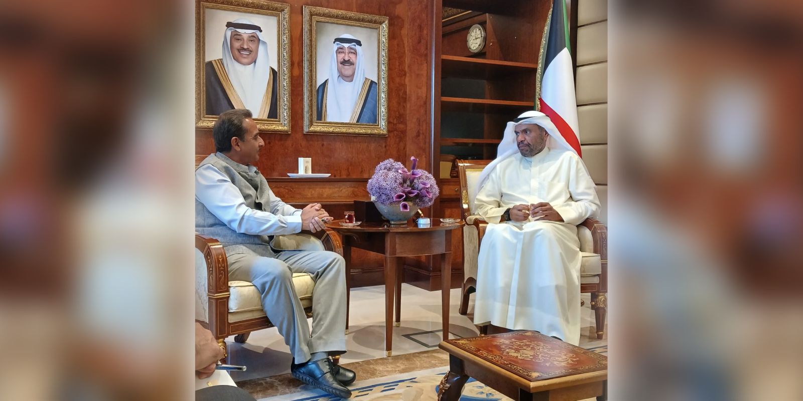 Kuwait's Foreign Minister Abdullah Ali Al-Yahya and MoS for External Affairs Kirti Vardhan Singh
