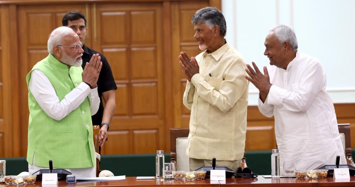 PM Modi with Nitish Kumar and Chandrababu Naidu